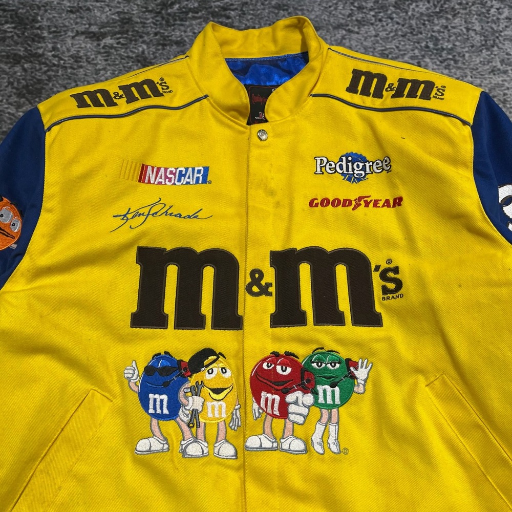 Vintage M&M Racing JH Design NASCAR Jacket Mens XL Yellow Blue 90s Embroidered - Picture 6 of 15